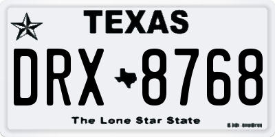TX license plate DRX8768