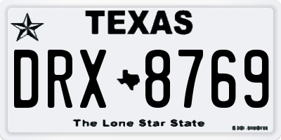 TX license plate DRX8769