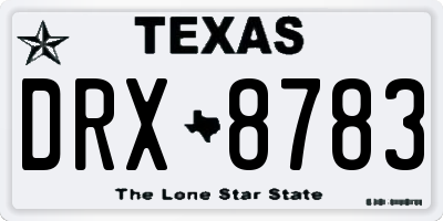TX license plate DRX8783