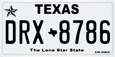 TX license plate DRX8786