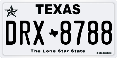 TX license plate DRX8788