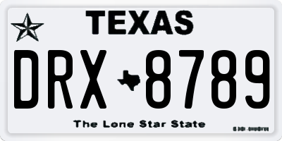TX license plate DRX8789