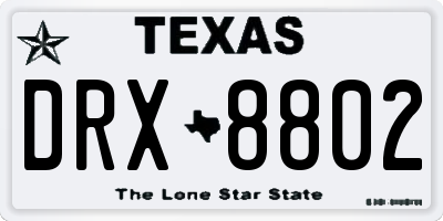 TX license plate DRX8802