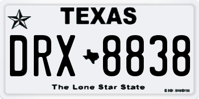 TX license plate DRX8838