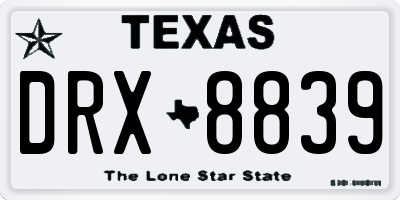 TX license plate DRX8839