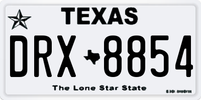 TX license plate DRX8854