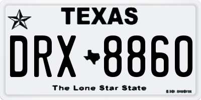 TX license plate DRX8860