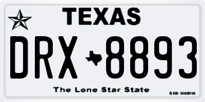 TX license plate DRX8893