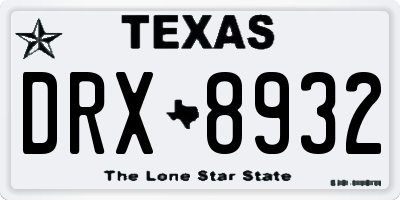 TX license plate DRX8932