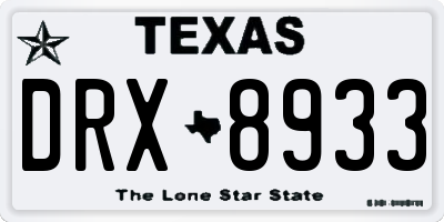 TX license plate DRX8933