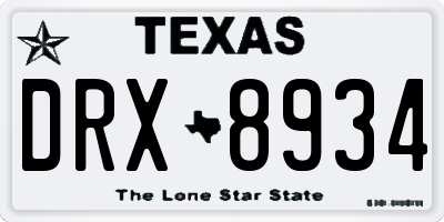 TX license plate DRX8934