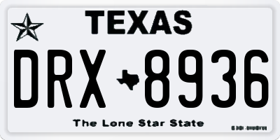 TX license plate DRX8936