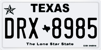 TX license plate DRX8985