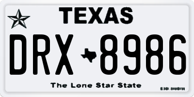 TX license plate DRX8986