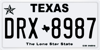 TX license plate DRX8987