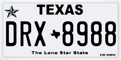 TX license plate DRX8988