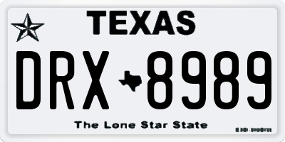 TX license plate DRX8989
