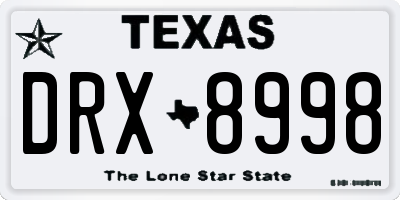 TX license plate DRX8998