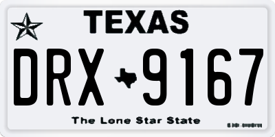 TX license plate DRX9167