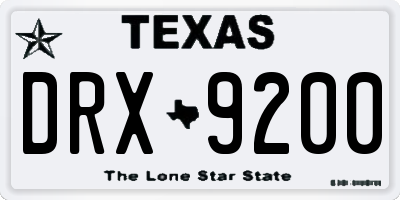 TX license plate DRX9200