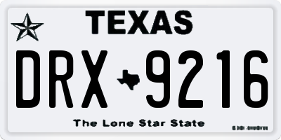 TX license plate DRX9216