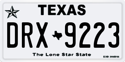 TX license plate DRX9223