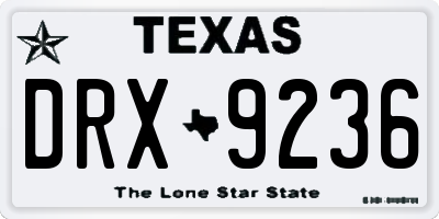 TX license plate DRX9236