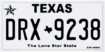 TX license plate DRX9238