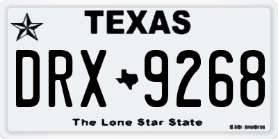 TX license plate DRX9268