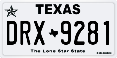 TX license plate DRX9281