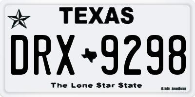 TX license plate DRX9298