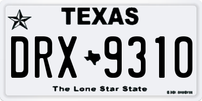 TX license plate DRX9310