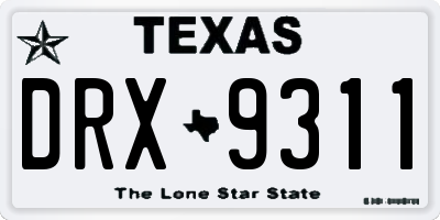 TX license plate DRX9311