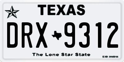 TX license plate DRX9312