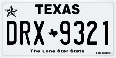 TX license plate DRX9321
