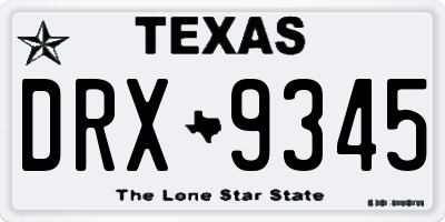 TX license plate DRX9345