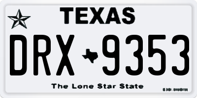 TX license plate DRX9353
