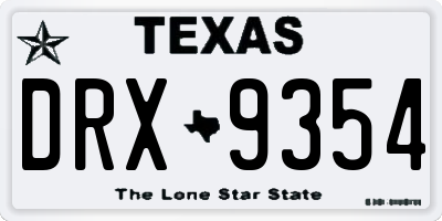 TX license plate DRX9354