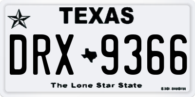 TX license plate DRX9366