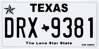 TX license plate DRX9381