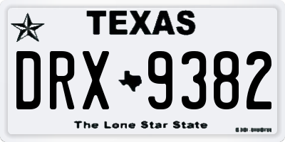 TX license plate DRX9382