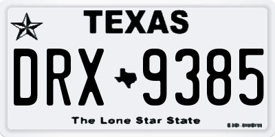 TX license plate DRX9385