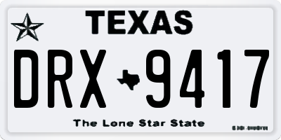 TX license plate DRX9417