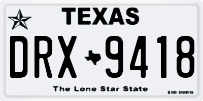 TX license plate DRX9418