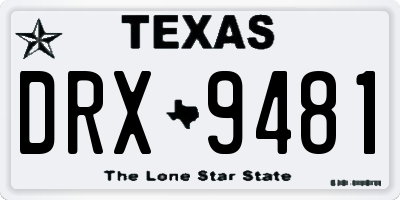 TX license plate DRX9481