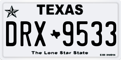 TX license plate DRX9533