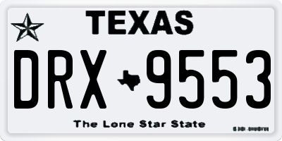 TX license plate DRX9553