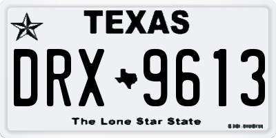 TX license plate DRX9613