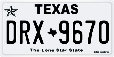 TX license plate DRX9670