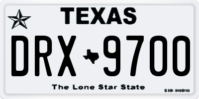 TX license plate DRX9700